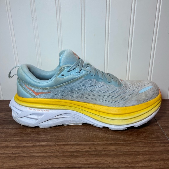 Hoka Bondi 8 Sneakers Blue Orange Yellow Low Top Lace Up Women’s 8.5 - Picture 6 of 14
